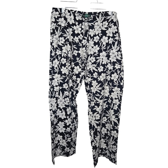 Lauren Ralph Lauren Other - Lauren Ralph Lauren Womens Navy Blue White Floral Cotton Pajama Pants Small S